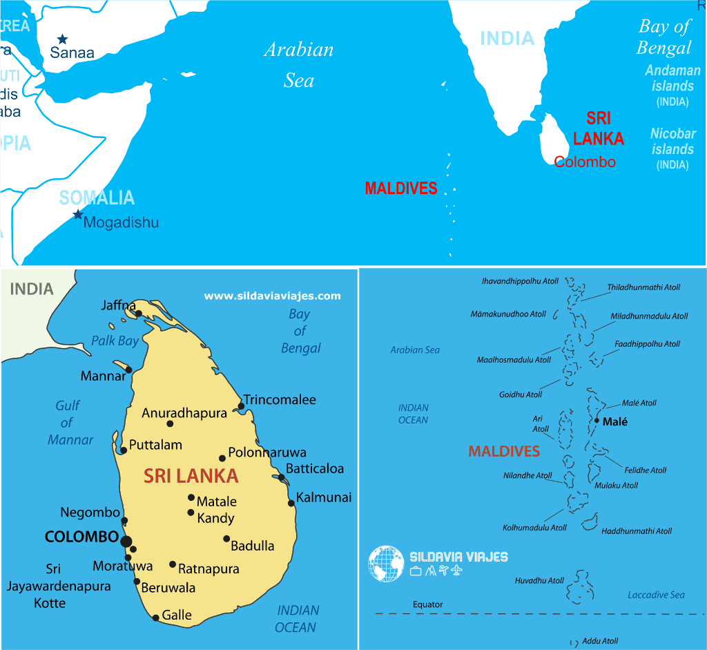 Maldivas Mapa y Sri Lanka Maldivas Mapa y Sri Lanka